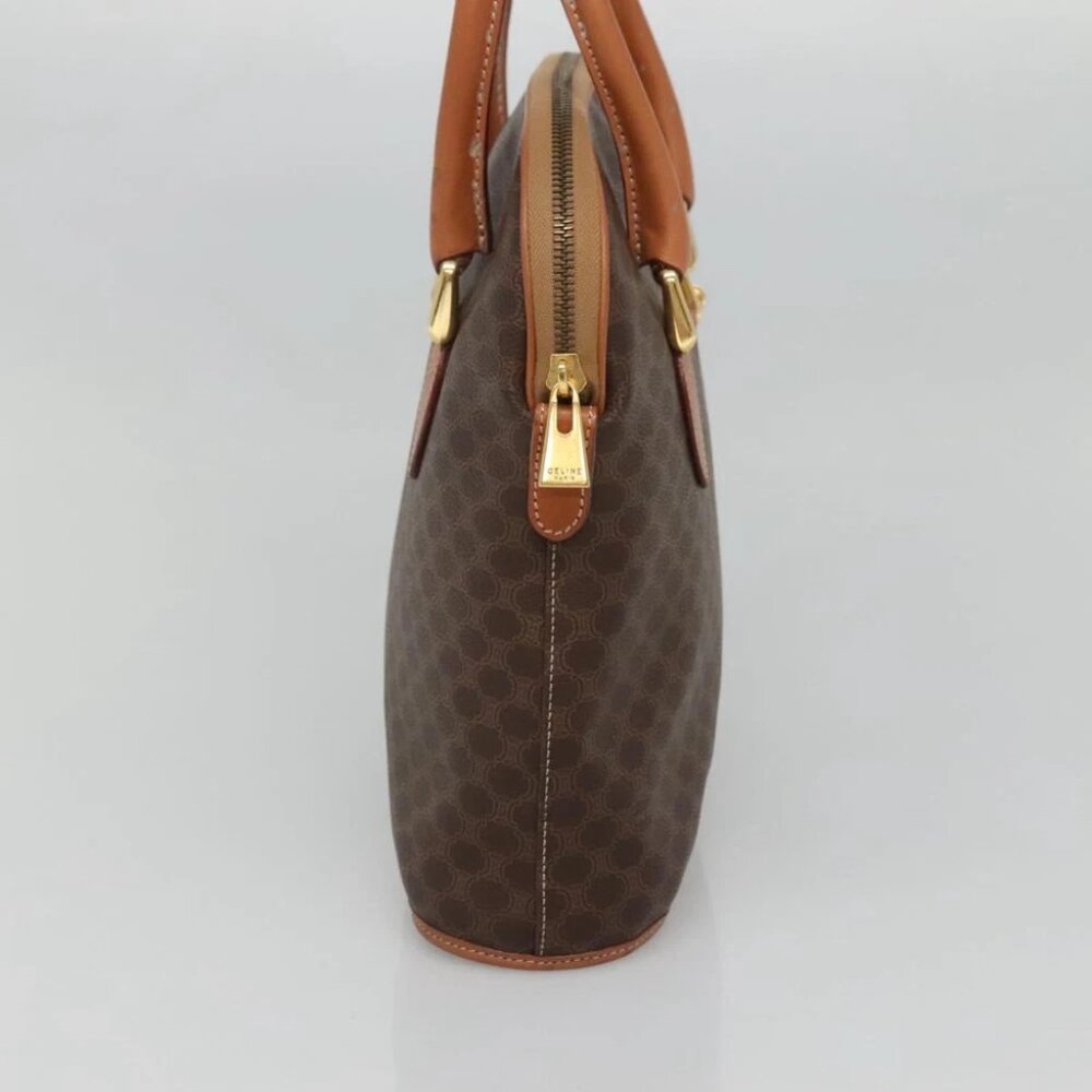 CELINE Macadam Canvas Hand Bag PVC Leather Brown Gold Auth gh019 - Picture 4 of 14